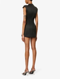 Coperni Structured-cups A-line Woven Mini Dress -Closet By She R04147543 BLACKBLACK ALT03