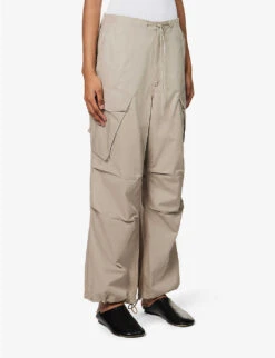 AGOLDE Ginerva Relaxed-fit Wide-leg High-rise Cotton Trousers -Closet By She R04148477 DRABDARKKHAKI ALT02