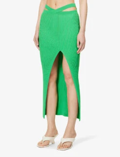 Yvonne Cut-out Knitted Midi Skirt -Closet By She R04148506 VIVIDGREEN ALT02