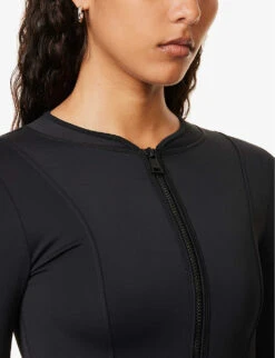 GOOD AMERICAN Compression Long-sleeved Stretch-woven Bodysuit -Closet By She R04148929 BLACK001 ALT04