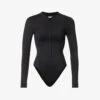 GOOD AMERICAN Compression Long-sleeved Stretch-woven Bodysuit -Closet By She R04148929 BLACK001 M
