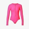 GOOD AMERICAN Zip-up Round-neck Lined Swimsuit -Closet By She R04148940 KNOCKOUTPINK001 M
