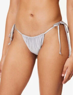 GOOD AMERICAN Ruched Mid-rise Bikini Bottoms 9 GOOD AMERICAN Ruched Mid-rise Bikini Bottoms -Closet By She R04148944 SILVER001 ALT02