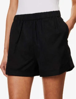Emery Mid-rise Cotton And Linen-blend Shorts -Closet By She R04149653 BLACK ALT04