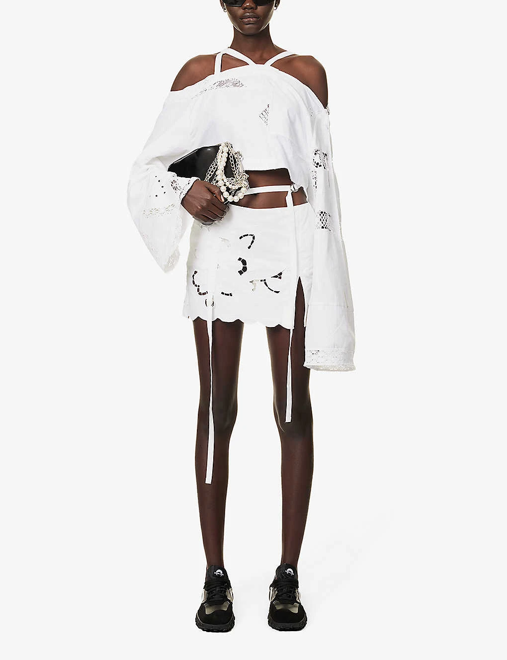 Broderie-pattern Mid-rise Upcycled Mini Skirt 4 Broderie-pattern Mid-rise Upcycled Mini Skirt - Image 2