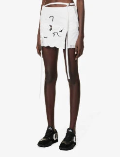 Broderie-pattern Mid-rise Upcycled Mini Skirt 9 Broderie-pattern Mid-rise Upcycled Mini Skirt -Closet By She R04149757 WHITE ALT02
