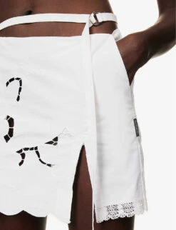Broderie-pattern Mid-rise Upcycled Mini Skirt 11 Broderie-pattern Mid-rise Upcycled Mini Skirt -Closet By She R04149757 WHITE ALT04