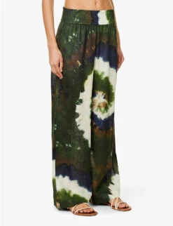 FRAME X Julia Sarr Jamois Tie-dye Wide-leg Mid-rise Linen Trousers -Closet By She R04149885 FATIGUEMULTI ALT02
