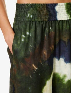 FRAME X Julia Sarr Jamois Tie-dye Wide-leg Mid-rise Linen Trousers -Closet By She R04149885 FATIGUEMULTI ALT04