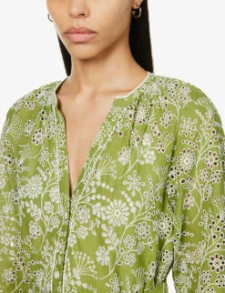 ME AND EM Floral Broderie Pattern Cotton Midi Dress -Closet By She R04151480 SICILIANOLIVESOFT ALT04