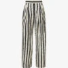 ME AND EM Stripe-pattern Wide-leg Woven Trousers 2 ME AND EM Stripe-pattern Wide-leg Woven Trousers -Closet By She R04151507 BEIGEBLACK M
