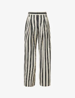 ME AND EM Stripe-pattern Wide-leg Woven Trousers