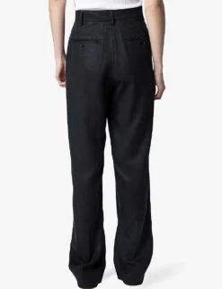 Zadig & Voltaire Peter Wide-leg High-rise Woven Trousers -Closet By She R04151936 NOIR ALT03