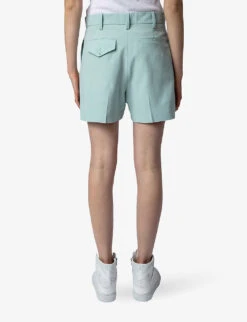 Zadig & Voltaire Please Pressed-crease Woven Shorts -Closet By She R04151943 CELADON ALT03