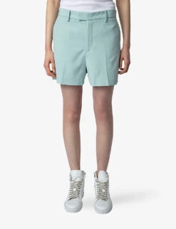 Zadig & Voltaire Please Pressed-crease Woven Shorts -Closet By She R04151943 CELADON ALT04