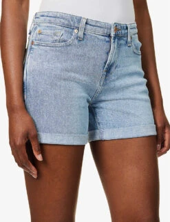 7 For All Mankind Boy Faded-wash Stretch-denim Shorts -Closet By She R04152127 BLURRED ALT04