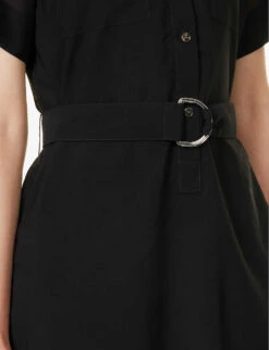 THEORY Collar Semi-sheer Cotton-blend Midi Dress -Closet By She R04152402 BLACK ALT04