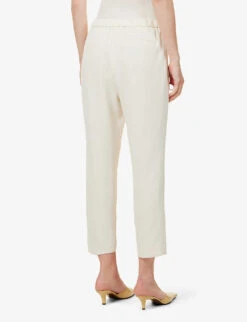 THEORY Treeca Wide-leg High-rise Woven Trousers -Closet By She R04152406 RICE ALT03