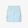 Ganni Stripe-embellished Organic-denim Mini Skirt -Closet By She R04152902 BRIGHTWHITE M