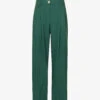 Ganni Drapey Relaxed-fit Straight-leg Mid-rise Recycled Polyester-blend Trousers -Closet By She R04152916 TREKKINGGREEN M