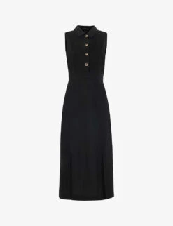 Whistles Molly Slit-detail Sleeveless Linen Midi Dress