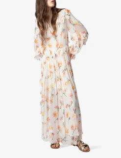 Zadig & Voltaire Riciny Ruffled Woven Maxi Dress -Closet By She R04153144 MASTIC ALT02
