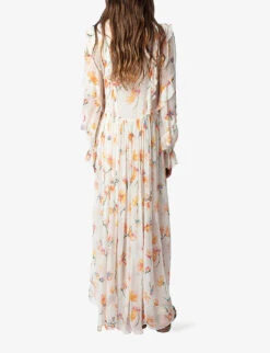 Zadig & Voltaire Riciny Ruffled Woven Maxi Dress -Closet By She R04153144 MASTIC ALT03