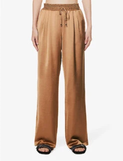 Paige Tinesia Straight-leg Mid-rise Satin Trousers -Closet By She R04153196 CAMEL ALT02