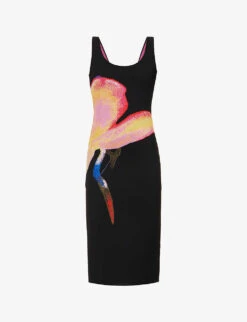 Alexander McQueen Abstract-pattern Sleeveless Knitted Midi Dress