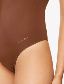 Asymmetric-neckline One-shoulder Swimsuit -Closet By She R04153621 CHOCOLATEBROWN ALT03