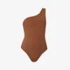 Asymmetric-neckline One-shoulder Swimsuit -Closet By She R04153621 CHOCOLATEBROWN M