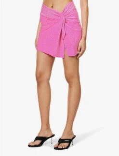 GOOD AMERICAN Sparkle Twist-detail Stretch-woven Sarong -Closet By She R04154436 KNOCKOUTPINK001 ALT02