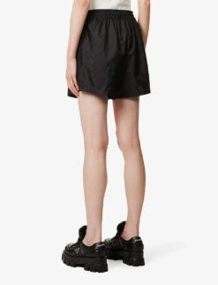 Prada Re-Nylon Brand-print Recycled-polyamide Shell Shorts -Closet By She R04154505 NERO ALT03