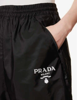 Prada Re-Nylon Brand-print Recycled-polyamide Shell Shorts -Closet By She R04154505 NERO ALT04