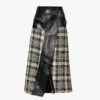 Alexander McQueen Contrast-panel Tweed And Leather Midi Skirt -Closet By She R04154722 BLACKMULTICOLOR M