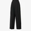 Centre-crease Wide-leg Mid-rise Wool-blend Trousers -Closet By She R04154806 BLACK M