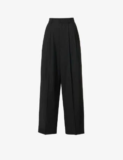 Centre-crease Wide-leg Mid-rise Wool-blend Trousers