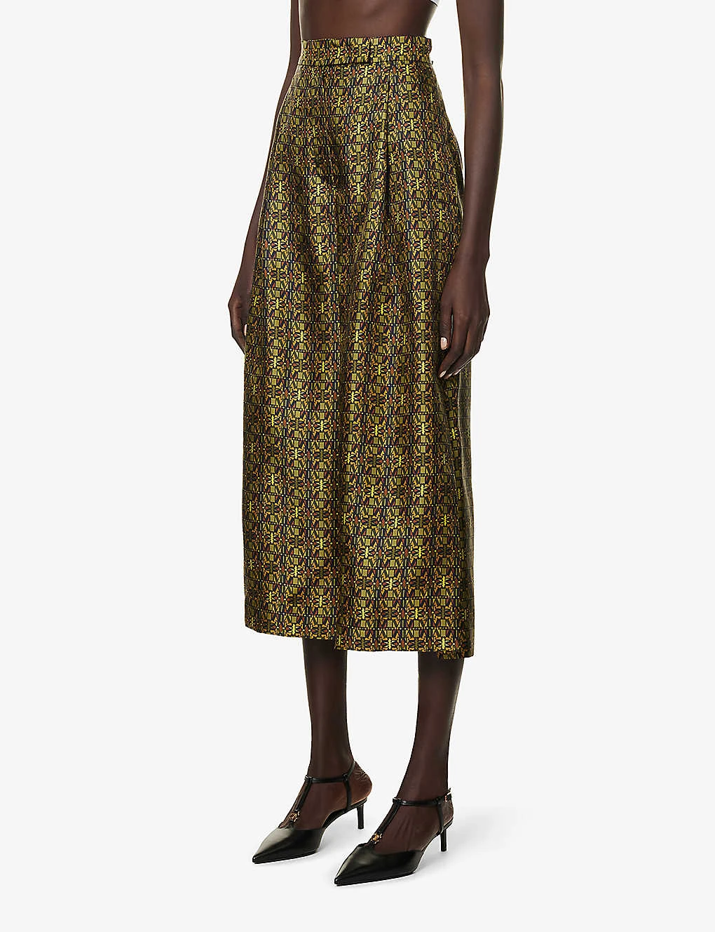 Max Mara Moxa Monogram-print High-rise Wide-leg Cropped Silk Trousers 5 Max Mara Moxa Monogram-print High-rise Wide-leg Cropped Silk Trousers - Image 3