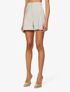 Max Mara Bormida Pleated Stretch-wool Shorts -Closet By She R04156246 SAND ALT02