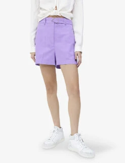 Ikks Triangle-buckle Stretch Cotton-blend Shorts -Closet By She R04156347 LILAC ALT02