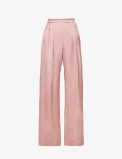 Uncino Wide-leg High-rise Silk Trousers