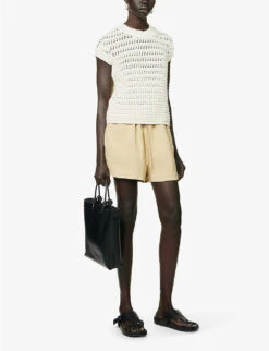 Mid-rise Elasticated-waistband Linen Shorts -Closet By She R04157396 BEIGE ALT01