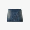 Logo-embossed Faded-wash Mid-rise Regular-fit Denim Mini Skirt -Closet By She R04158079 DB4WASH M