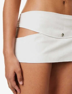 Cut-out Low-rise Suede Mini Skirt -Closet By She R04158082 WHITE ALT04