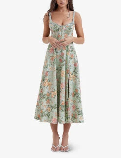 Sabrina Floral-print Cotton-blend Midi Dress -Closet By She R04159571 LIGHTJADE ALT02