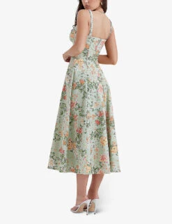Sabrina Floral-print Cotton-blend Midi Dress -Closet By She R04159571 LIGHTJADE ALT03