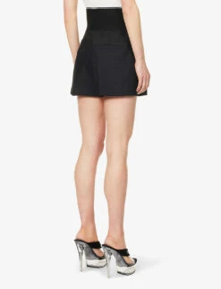 ALEXANDER WANG Safari Logo-print High-rise Cotton-blend Shorts -Closet By She R04160687 BLACK ALT03