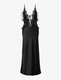 ALEXANDER WANG V-neck Lace-trim Silk Midi Dress