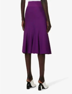 STELLA MCCARTNEY Mid-rise Flared-hem Knitted Midi Skirt -Closet By She R04160802 BRIGHTPURPLE ALT03