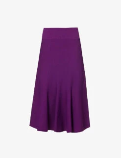 STELLA MCCARTNEY Mid-rise Flared-hem Knitted Midi Skirt